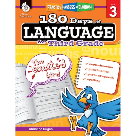 Shell Education Shell Education 180 Days of Language Book, Grade 3 51168